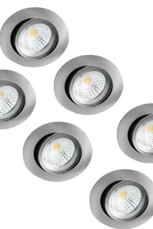 6 PACK - LED's Light Pro LED Inbouwspot Nikkel - DimToWarm - Ø 68mm - Kantelbaar - Warm wit licht - CRI95 Hit sprzedaży