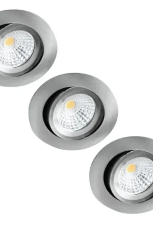 3 PACK - LED's Light Pro LED Inbouwspot Nikkel - DimToWarm - Ø 68mm - Kantelbaar - Warm wit licht - CRI95 Tani