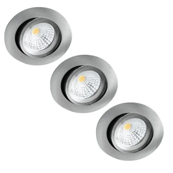 3 PACK - LED's Light Pro LED Inbouwspot Nikkel - DimToWarm - Ø 68mm - Kantelbaar - Warm wit licht - CRI95 Tani
