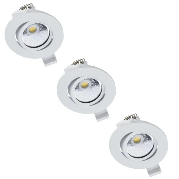 LED Inbouwspot 400 lumen - 3.5W - Warmwit 2700K / Koelwit 4000K / Daglichtwit 6000K - IP65 - Dimbaar - Wit - 3 stuks Ostatnie sztuki