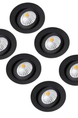 Do wyczerpania zapasów 6 PACK - LED's Light Pro LED Inbouwspot Zwart - DimToWarm - Ø 68mm - Kantelbaar - Warm wit licht - CRI95- Dimbaar