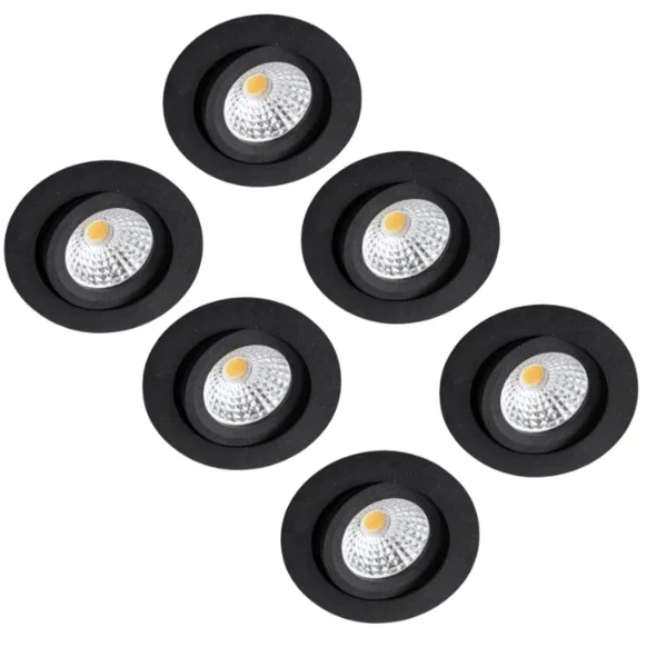 Do wyczerpania zapasów 6 PACK - LED's Light Pro LED Inbouwspot Zwart - DimToWarm - Ø 68mm - Kantelbaar - Warm wit licht - CRI95- Dimbaar
