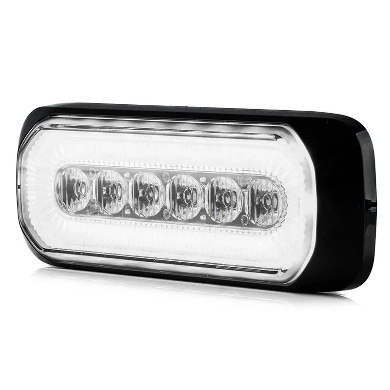 LED R65 flitser + Halo-ring, amber/wit 12-24v Popularny