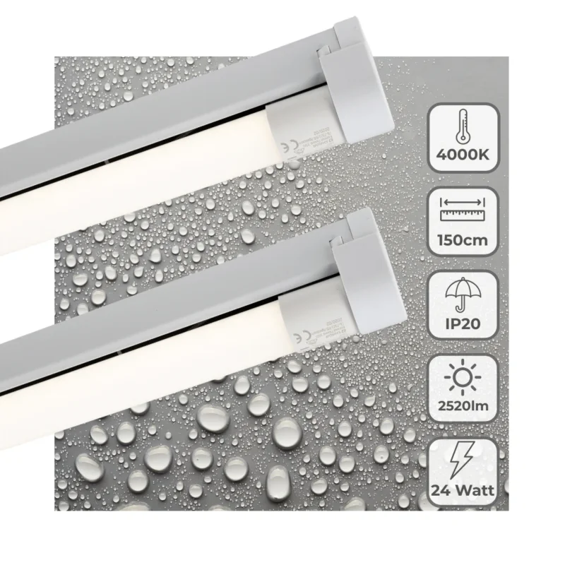 LED TL Armatuur 2520 Lumen - 24W - Koelwit - IP20 - 150cm - Inclusief LED Buis - 2 stuks Cena promocyjna