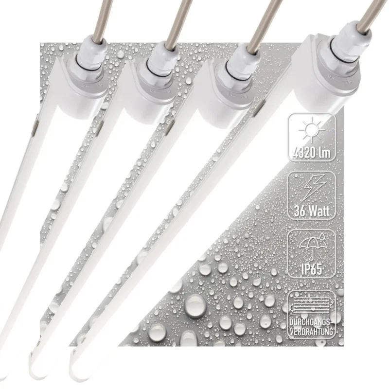 Dostępne od ręki LED Vochtbestendig armatuur 120cm - 4320 lumen - 36W - Koelwit 4000K - IP65 - IK08 - Koppelbaar tot 10 stuks - 4 stuks