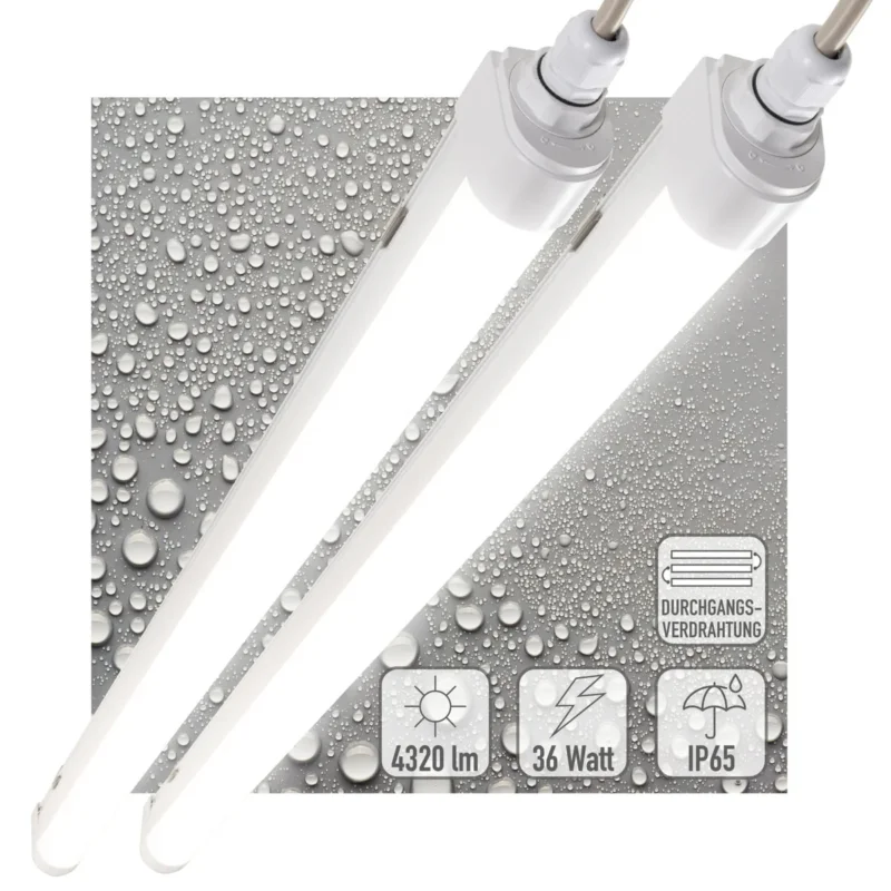 LED Vochtbestendig armatuur 120cm - 4320 lumen - 36W - Koelwit 4000K - IP65 - IK08 - Koppelbaar tot 10 stuks - 2 stuks Super okazja
