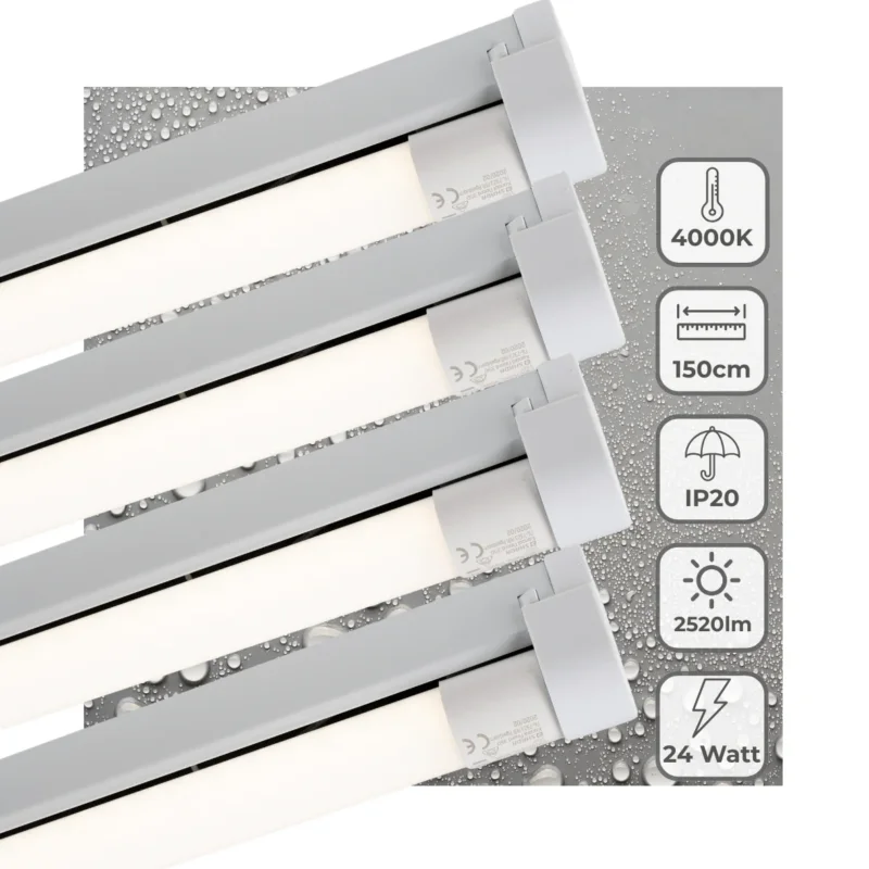 Najlepsza cena LED TL-armatuur 150cm - 2520 lumen - 24W - Koelwit 4000K - IP20 - Inclusief LED buis - 4 stuks