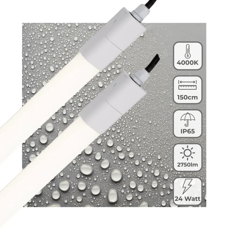 Okazja LED Vochtbestendig armatuur 2750 lumen - 24W - Koelwit 4000K - 150cm - IP65 - IK06 - 2 stuks