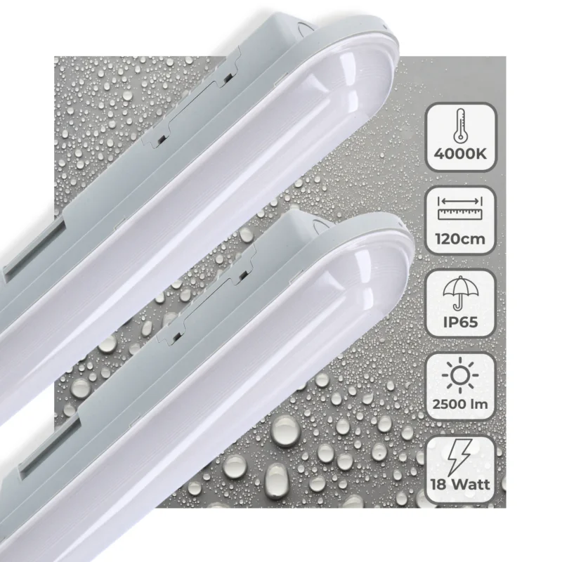 Bezpieczne zakupy LED TL Armatuur 2500 lumen - 18W - Koelwit 4000K - IP65 Waterdicht - 120cm - 2 stuks