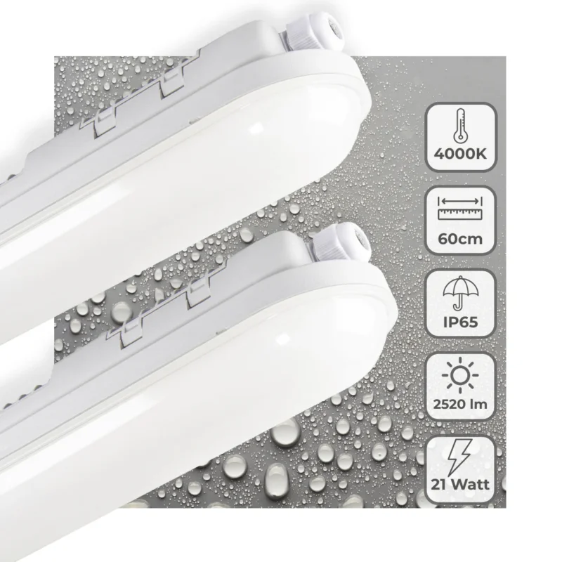 2 PACK - LED's Light Pro TL armatuur 60 cm – Geschikt voor binnen en buiten – 2500 lumen – IP65 waterdicht Łatwy zwrot