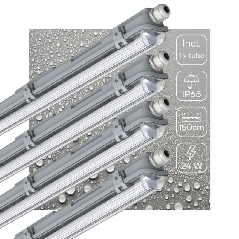 LED Vochtbestendig armatuur 2880 Lumen - 24W - 6500K Daglichtwit - IP65 - 150cm - 4 stuks Sprawdź teraz