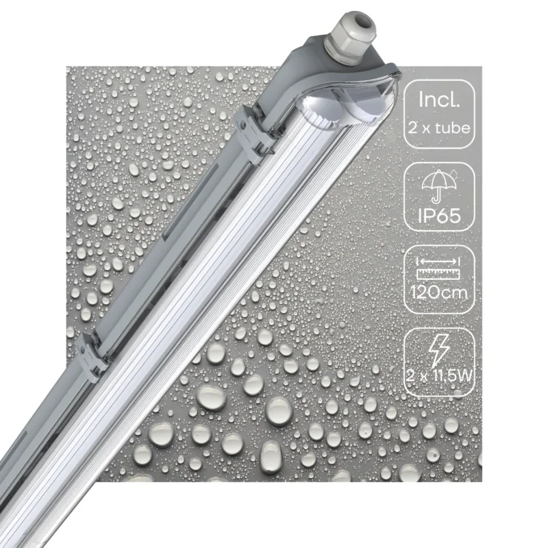 Zamów teraz LED TL Armatuur 4260 lumen - 120cm - 23W - Koelwit 4000K - IP65 Waterdicht - IK08 Slagvast - Dubbel - Compleet met Buizen
