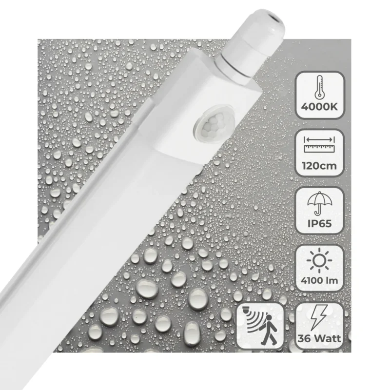 Hit sprzedaży LED Vochtbestendig armatuur 120cm - 4100 Lumen - 36W - Koelwit 4000K - PIR bewegingssensor - IP65 - 230V