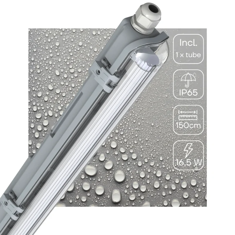 LED TL Armatuur 3060 lumen - 16,5W - Koelwit 4000K - 150cm - IP65 Waterdicht - IK08 Slagvast - Verwisselbare Buis Wysoka jakość