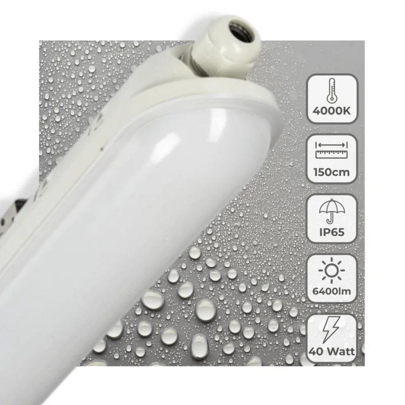 LED TL armatuur 150cm compleet - 6400 lumen - 40W - IP65 waterdicht - IK08 schokbestendig - inclusief TL buis Okazja