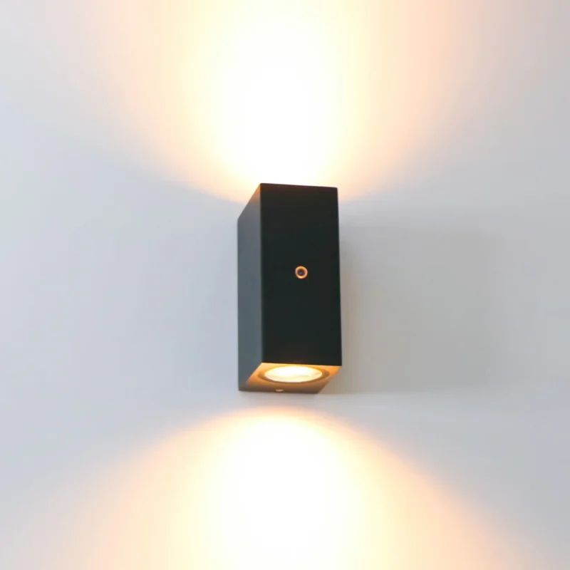 LED Wandlamp met Daglichtsensor 2x GU10 - IP44 - Zwart - Up & Down Promocja