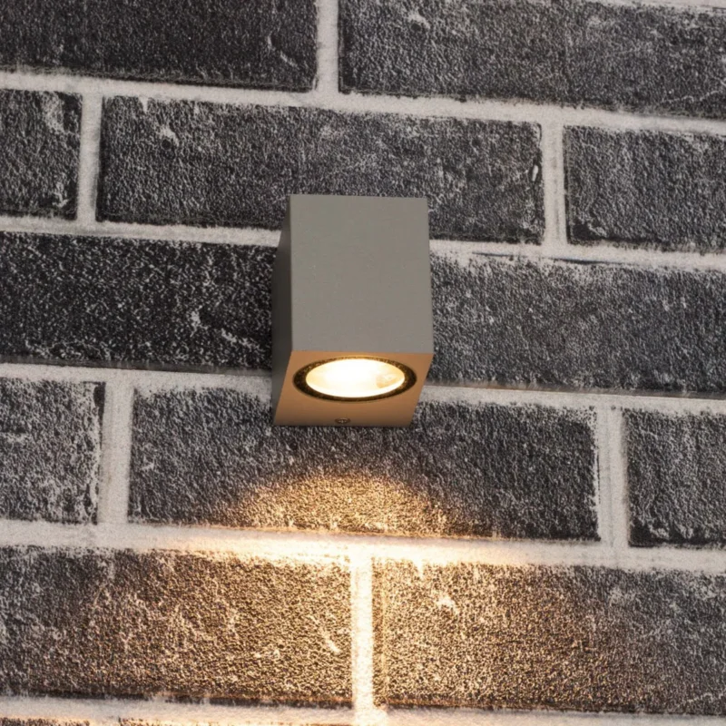 NØRD Down - LED Wandlamp buiten met GU10 fitting - Rome - Vierkant - IP44 - Grijs Tylko dziś