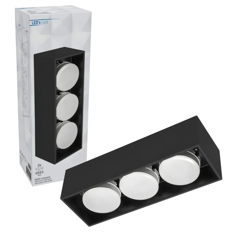Oferta limitowana LED's Light Cube LED Plafondlamp - 3 lichtpunten - Draaibaar licht - Staal - 30 x 8 cm - Zwart