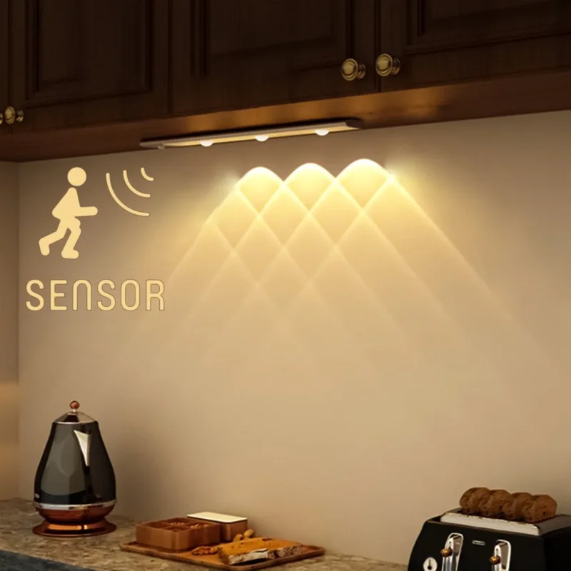 Taniej EasyFix Kastverlichting onderbouwverlichting met Bewegingssensor - RGB functie - 3 lichtpunten - Draadloos en oplaadbaar (USB-C) - 35 cm