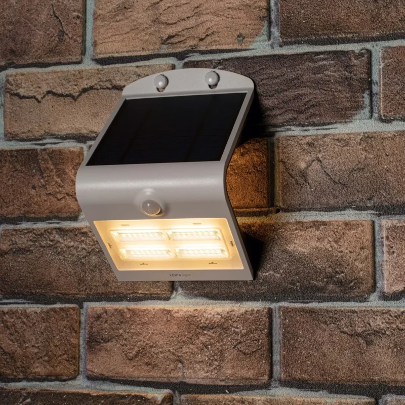 Premium LED Solar Wandlamp - Bewegingssensor - Warmwit 3000K - 400 lm - IP65 - 3 lichtstanden - Wit