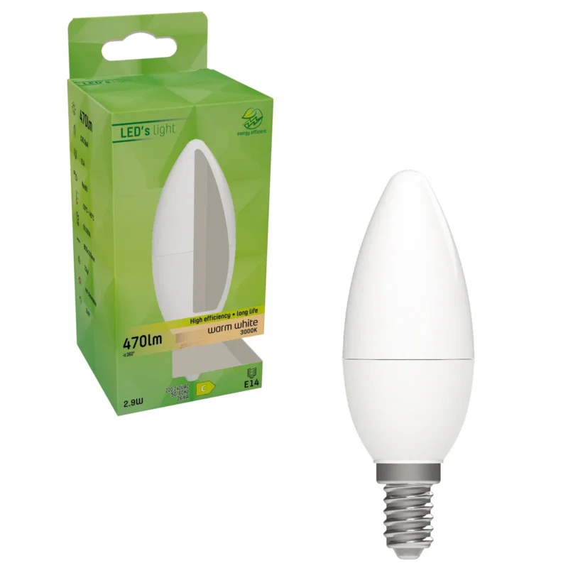 LED Kaarslamp - E14 - Warmwit 3000K - 470 lumen - 2,9W - Opaal - 230V Wybór klientów