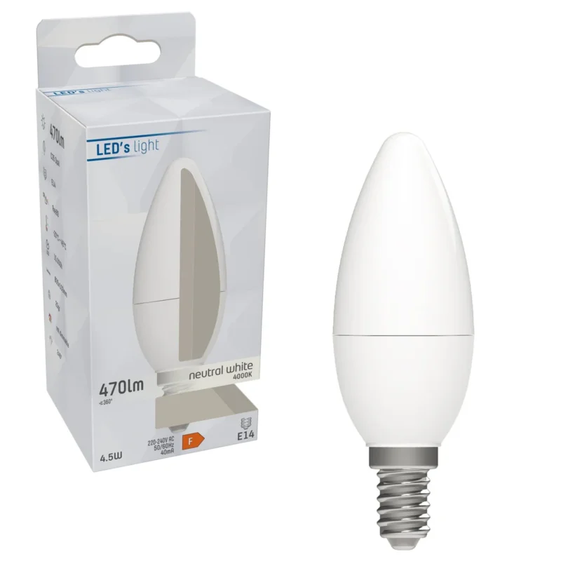 LED kaarslamp E14 koelwit 4000K - 4.9W 470 lumen - mat opaal Bezpieczna płatność