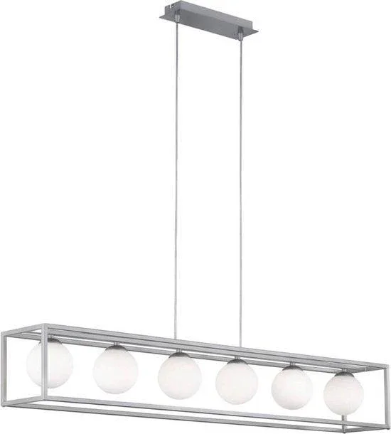 Kup teraz Deco Hanglamp eetkamer met 6 lichtpunten - In hoogte verstelbaar - LED lampen inbegrepen - Zilver