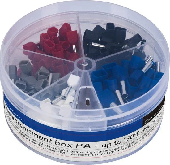 Do wyczerpania zapasów Adereindhulzen assortiment set - 5 maten van 0.5mm² tot 2.5mm² -dubbele draad hulzen - 225 Stuks