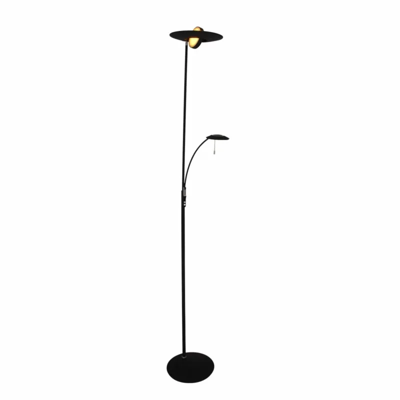 Premium Vloerlamp Steinhauer Zenith Zwart Uplight met Leesarm