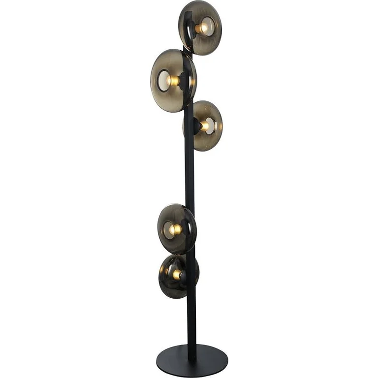 Vloerlamp Masterlight Hoseki 5L Zwart met Rookglas Hit cenowy