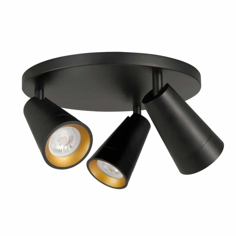 Nie przegap Highlight Spot Petunia 3L Rond Zwart/Goud GU10