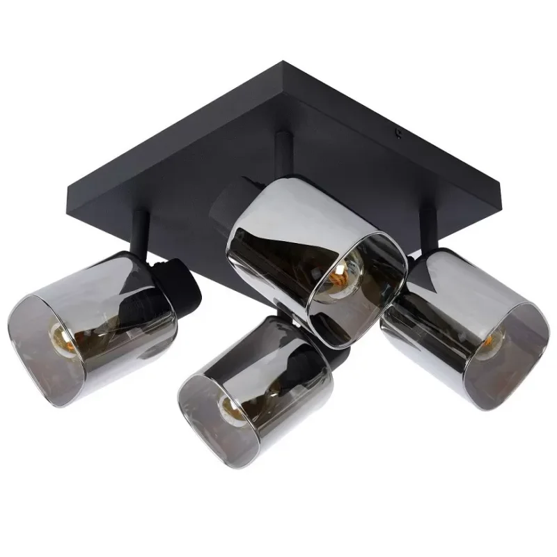 Opbouwspot Lucide Alion 4L Zwart met Rookglas Rabat