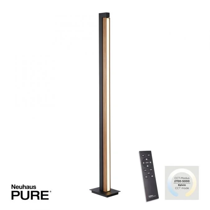 Okazja Vloerlamp Paul Neuhaus Pure Lines Zwart Hout met Afstandsbediening