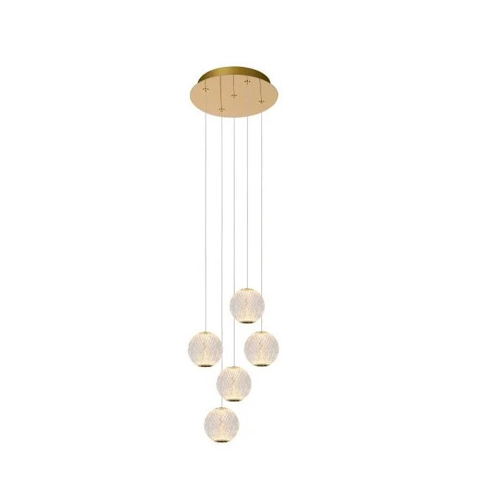 Łatwy zwrot Hanglamp Lucide Cintra Goud 5Lichts Rond