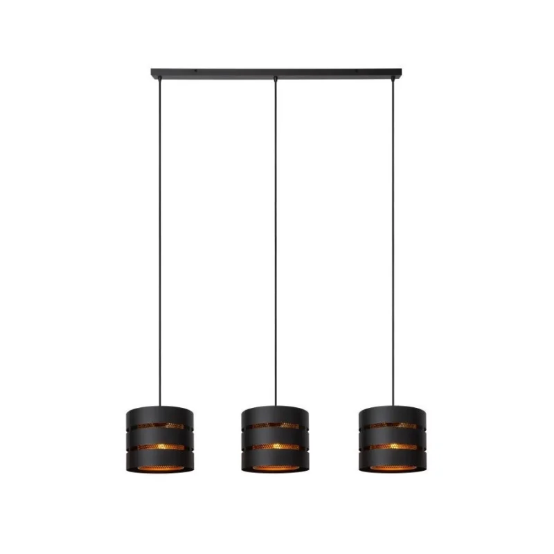 Lucide Hanglamp Rosas 3L Balk Zwart Goud Tani
