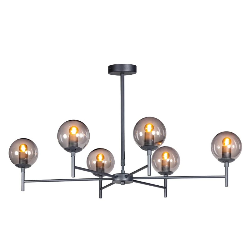 Premium ETH Expo Moderne Kroonluchter Ovaal Davina Zwart met Rookglas 6L