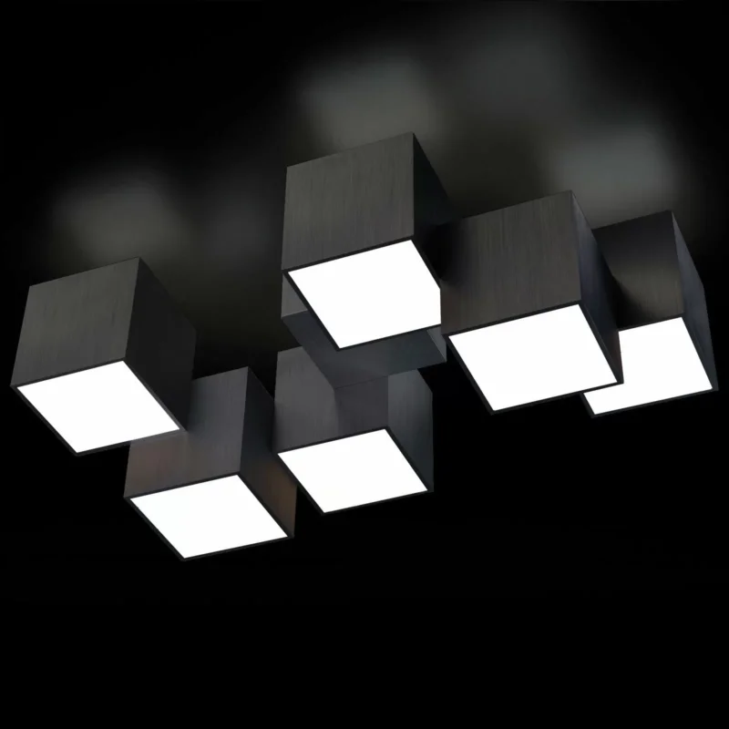 Nowość Plafondlamp Grossmann Rocks Mat Zwart 6L