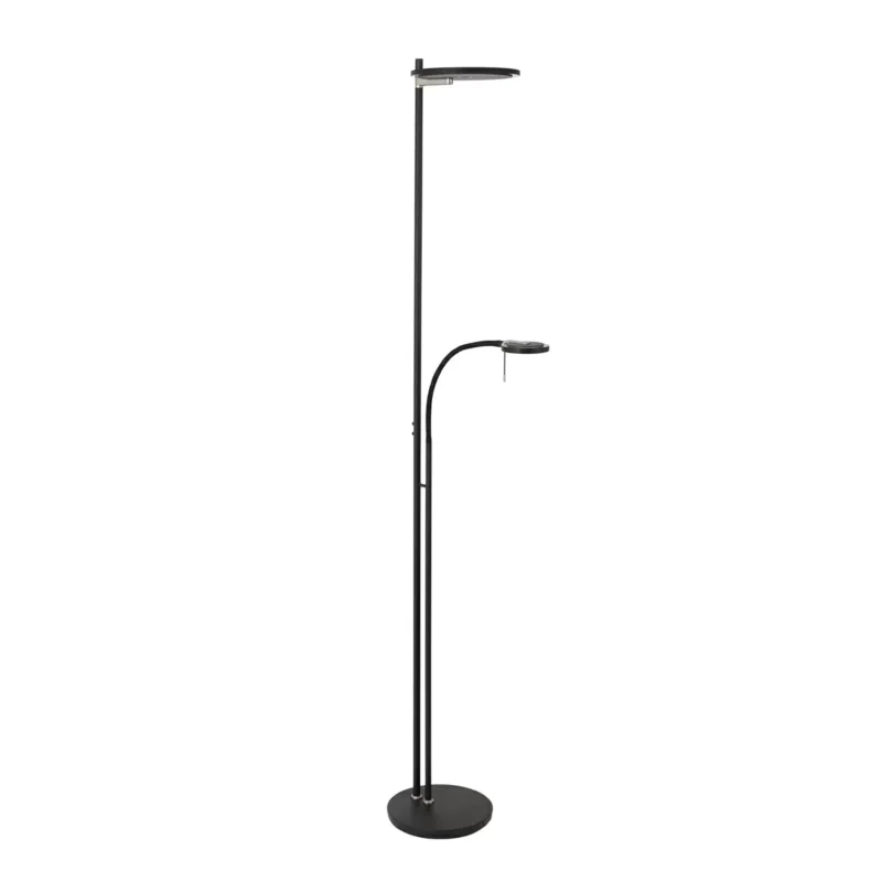 Ostatnia szansa Vloerlamp Steinhauer Turound Zwart met Zwarte Flex Arm Smoke Glas