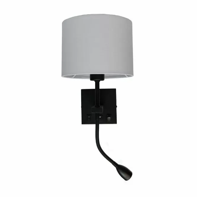 Wandlamp Quad USB Zwart Exclusief Kap Super okazja