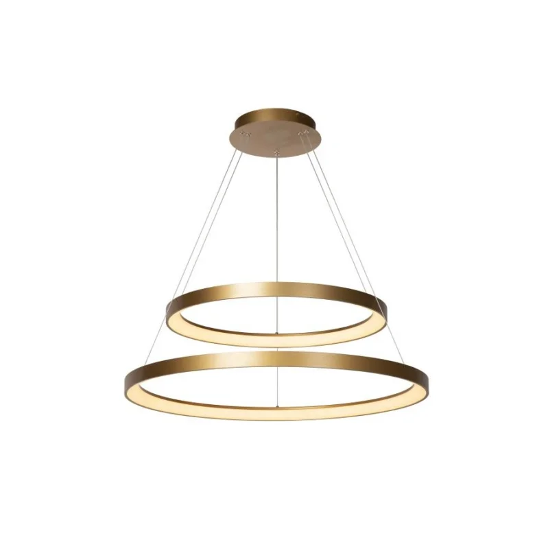 Zamów teraz Hanglamp Lucide Vidal 2 Ringen Mat Goud 78cm & 58cm