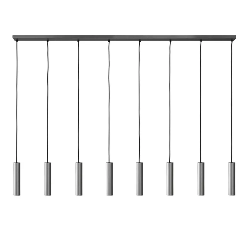 Hanglamp Ztahl Salerno 170cm 8L RVS met Zwart Snoer Kup online