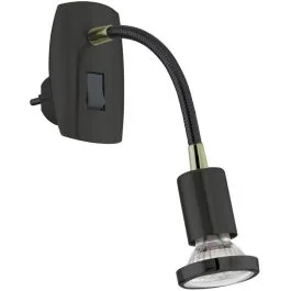 Taniej Stekkerlamp Parrini zwart-goud 25cm