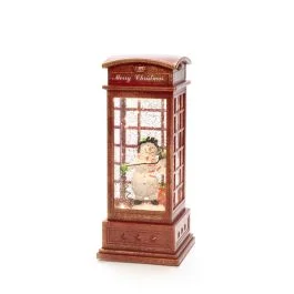 Konstsmide Decoratieve Telefooncel | 0.1W Antiekrood 1.5V | 25x10.5cm | Watergevuld Sneeuwpop | Timerfunctie | Voor binnengebruik | Werkt op 3x C batterijen (excl.) Szybka dostawa