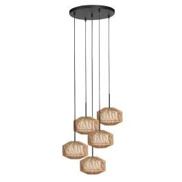Popularny Anne Light Ropex LED Hanglamp | 5x E27 | Dimbaar | Bruin/Creme/Zwart