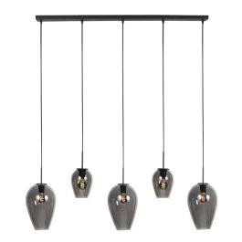 Mexlite Drovia LED Hanglamp | 5x E27 40W | Dimbaar | Smoke glas/Zwart Nowy