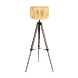 Mexlite Triek LED Vloerlamp | 1x E27 40W | Dimbaar | Hout/Naturel/Zwart Premium