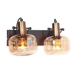 Oferta Steinhauer Glaslic LED Wandlamp | 2x E27 40W | Dimbaar | Brons/Zwart