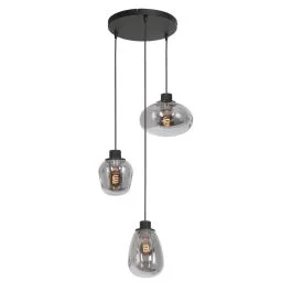 Do wyczerpania zapasów Steinhauer Reflexion LED Hanglamp | 3x E27 40W | Dimbaar | Smoke glas/Zwart