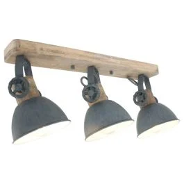 Mexlite Gearwood LED Plafondlamp | 3x E27 40W | Dimbaar | Grijs/Hout Darmowy zwrot