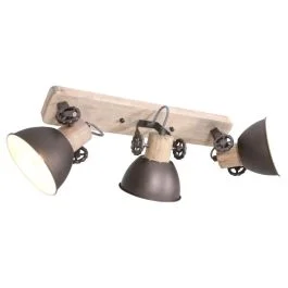 Mexlite Gearwood LED Plafondlamp | 3x E27 40W | Dimbaar | Hout/Zwart Wyprzedaż